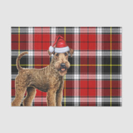 Red Kariert Christmas Airedale Terrier Dog Holiday Seidenpapier