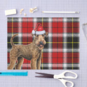 Red Kariert Christmas Airedale Terrier Dog Holiday Seidenpapier (Handwerk)