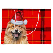Red Kariert Christmas Chow Chow Chow Dog Große Geschenktüte (Vorderseite)