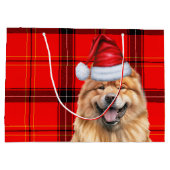 Red Kariert Christmas Chow Chow Chow Dog Große Geschenktüte (Rückseite)