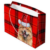 Red Kariert Christmas Chow Chow Chow Dog Große Geschenktüte (Rückseite Schrägansicht)
