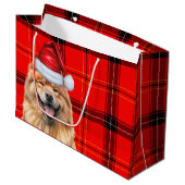 Red Kariert Christmas Chow Chow Chow Dog Große Geschenktüte (Vorderseite Schrägansicht)