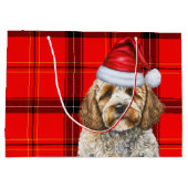 Red Kariert Christmas Cockapoo Dog Holiday Große Geschenktüte (Rückseite)