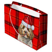 Red Kariert Christmas Cockapoo Dog Holiday Große Geschenktüte (Rückseite Schrägansicht)