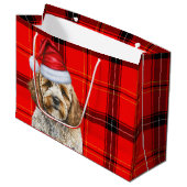 Red Kariert Christmas Cockapoo Dog Holiday Große Geschenktüte (Vorderseite Schrägansicht)