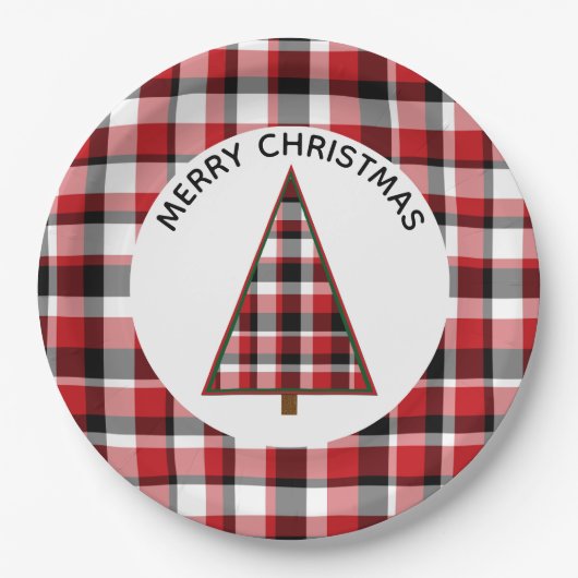 Red Kariert Christmas Paper Teller (Vorderseite)