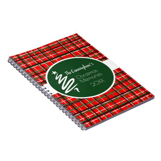 Red Kariert Christmas Personalisiert Spiral Notebo Notizblock (Rechte Seite)