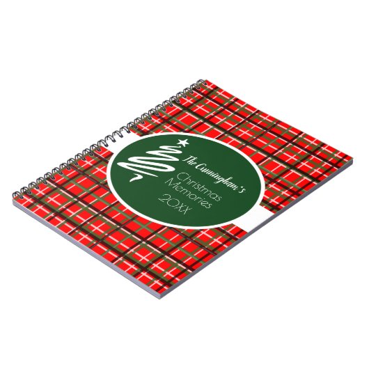 Red Kariert Christmas Personalisiert Spiral Notebo Notizblock (Linke Seite)