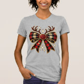 Red Kariert Christmas Reindeer Bow-Coquette Bow T-Shirt (Vorderseite)