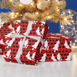 Red Kariert Christmas Tree Holly Verlasst Weihnach Geschenkpapier
