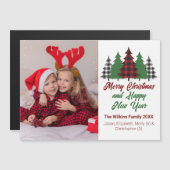 Red Kariert Christmas Trees Family Foto Magnet Car (Vorne/Hinten)
