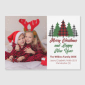 Red Kariert Christmas Trees Family Foto Magnet Car (Vorderseite)