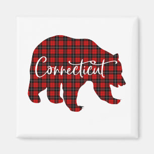 Red Kariert Connecticut Bär Matching Pajama Magnet