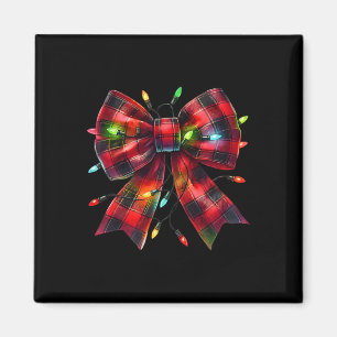 Red Kariert Coquette Bow Weihnachten Weihnachten W Magnet
