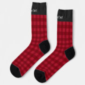 Red Kariert Cosy Strick Look Print - Ihr Name / Te Socken (Linkes Detail)