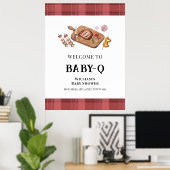 Red Kariert Country Baby Q Baby Dusche Willkommen Poster (Heimbüro)