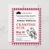 Red Kariert Crawfish Boil GRILLEN Graduation Party Einladung (Vorderseite)