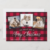 Red Kariert Custom Pet Foto Hund Lover Weihnachten (Vorderseite)