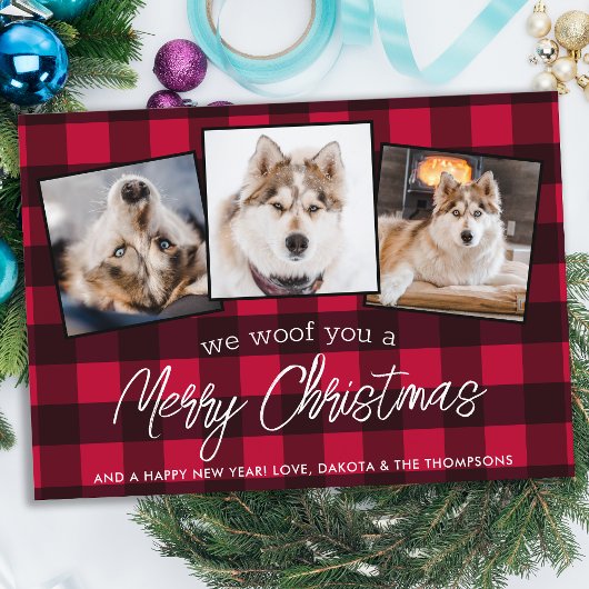 Red Kariert Custom Pet Foto Hund Lover Weihnachten