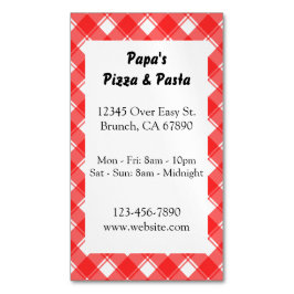 Red Kariert Custom Restaurant und Magnetkarte Magnetische Visitenkarte