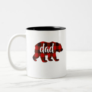 Red Kariert Daddy Bear Buffalo Matching Family Paj Zweifarbige Tasse