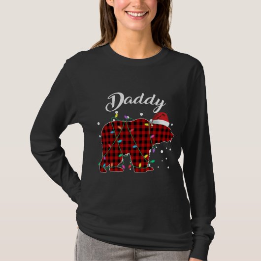 Red Kariert Daddy Bear Matching Buffalo Pajama T-Shirt (Vorderseite)