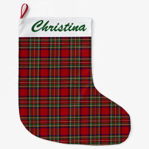 Red Kariert Design Grosses Weihnachtsfest Strumpf Großer Weihnachtsstrumpf