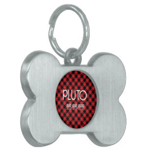 Red Kariert Dog ID Tag - Custom Christmas Pet Coll Tiermarke