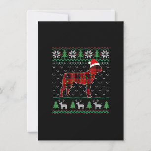 Red Kariert Dog Ugly Christmas Lights Boston Terri Dankeskarte