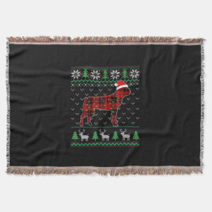 Red Kariert Dog Ugly Christmas Lights Boston Terri Decke