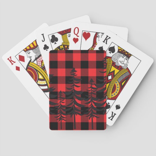 Red Kariert Evergreen Silhouette Spielkarten (Rückseite)