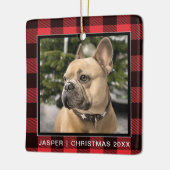 Red Kariert| Family Dog Foto Weihnachten halten Keramikornament (Links)