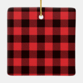 Red Kariert| Family Dog Foto Weihnachten halten Keramikornament (Rückseite)