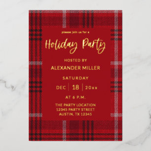 Red Kariert Flanell Holiday Party Folieneinladung
