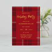Red Kariert Flanell Holiday Party Folieneinladung (Stehend vorne)