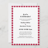 Red Kariert Foto I DO Verlobung Einfache GRILLEN P Einladung (Rückseite)