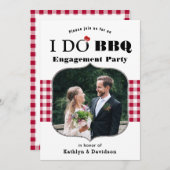 Red Kariert Foto I DO Verlobung Einfache GRILLEN P Einladung (Vorne/Hinten)