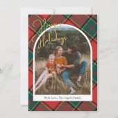 Red Kariert Foto Weihnachtskarte Feiertagskarte (Vorderseite)