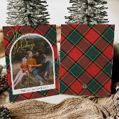 Red Kariert Foto Weihnachtskarte Feiertagskarte
