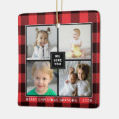 Red Kariert|Frohe Weihnachts-Oma|Foto Collage Keramikornament (Links)