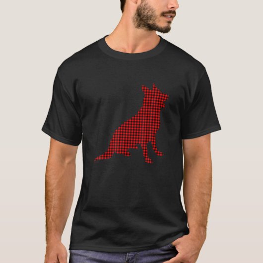 Red Kariert German Shepherds Weihnachtsfamilie Paj T-Shirt (Vorderseite)