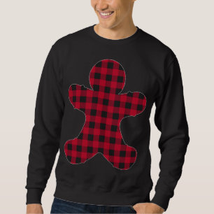 Red Kariert Gingerbread Xmas Matching Buffalo Fami Sweatshirt