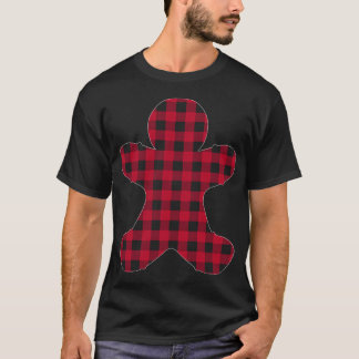 Red Kariert Gingerbread Xmas Matching Buffalo Fami T-Shirt