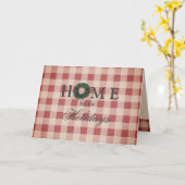 Red Kariert Gingham Country Holiday Karte (Gelbe Blume)