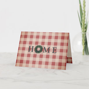 Red Kariert Gingham Country Housewarming Karte