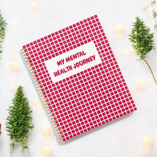 Red Kariert Gingham Planer Mental Health Zitat