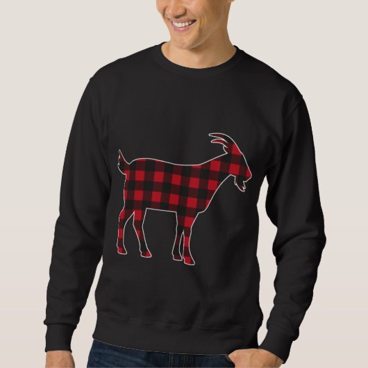 Red Kariert Goat Frohe Weihnachts Matching Family Sweatshirt (Vorderseite)