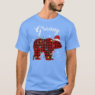 Red Kariert Granny Bear Matching Buffalo Pajama T-Shirt