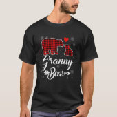 Red Kariert Granny Bear Weihnachts Pajama Matching T-Shirt (Vorderseite)