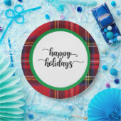 Red Kariert Green Weihnachtsfeiertagen Party Suppl Pappteller (Party)